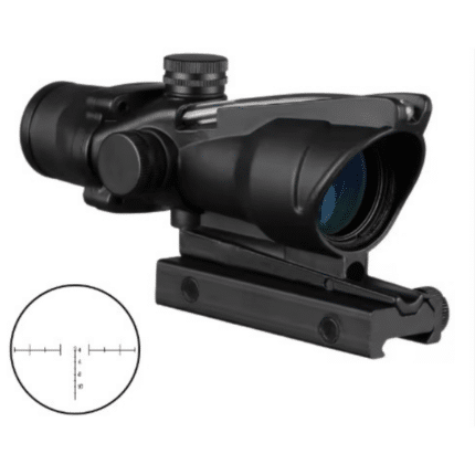 t-eagle optics acog style 4x32 rifle scope with fiber optic illumination & rmr red dot sight – dual optic, 20mm rail mount, green chevron reticle – tactical airsoft scope