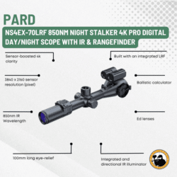 pard ns4ex-70lrf 850nm night stalker 4k pro digital day/night scope with ir & rangefinder