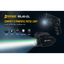 speras wl40-gl pistol weapon light 1200lm 250m type-c rechargeable with green laser