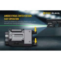 speras wl40-gl pistol weapon light 1200lm 250m type-c rechargeable with green laser