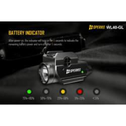 speras wl40-gl pistol weapon light 1200lm 250m type-c rechargeable with green laser