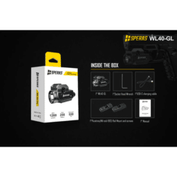 speras wl40-gl pistol weapon light 1200lm 250m type-c rechargeable with green laser
