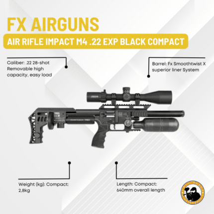 fx airguns air rifle impact m4 .22 exp black compact