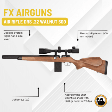 fx airguns air rifle drs .22 walnut 600