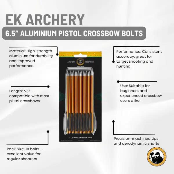 ek archery 6.5″ aluminium pistol crossbow bolts