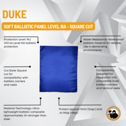 duke soft ballistic panel level iiia – square cut