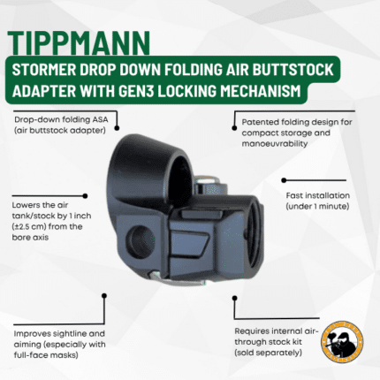 tippmann stormer drop down folding air buttstock adapter with gen3 locking mechanism