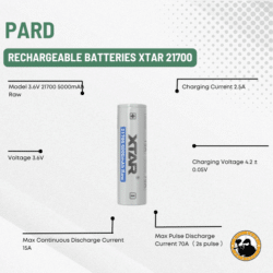 pard rechargeable batteries xtar 21700