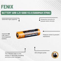 fenix battery arb-l21-5000 v2.0 (5000mah 21700)