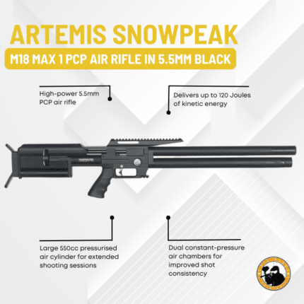 artemis snowpeak m18 max 1 pcp air rifle in 5.5mm black