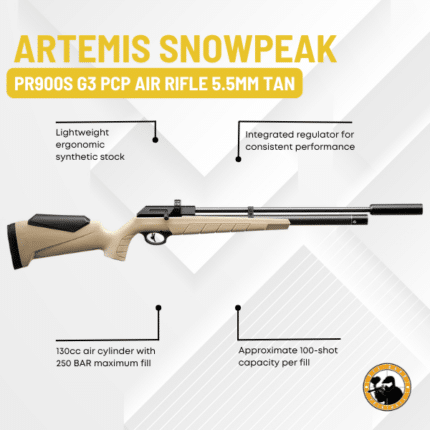 artemis snowpeak pr900s g3 pcp air rifle 5.5mm tan