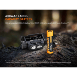 fenix hm60r v2.0 rechargeable headlamp 1600 lumen black