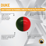 duke shattershot 5g frangible kinetic projectile 10/25 count