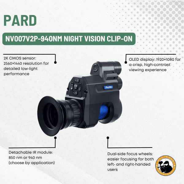 pard nv007v2p-940nm night vision clip-on