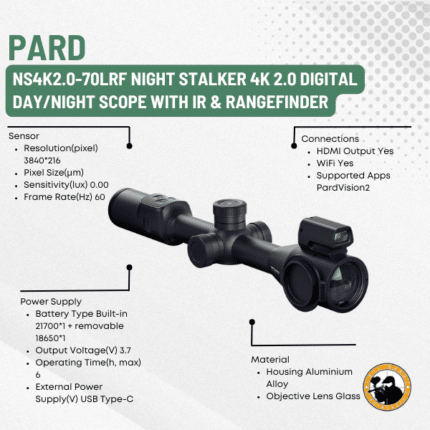 pard ns4k2.0-70lrf night stalker 4k 2.0 digital day/night scope with ir & rangefinder