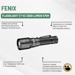 fenix flashlight c7 v2 3300 lumen 575m