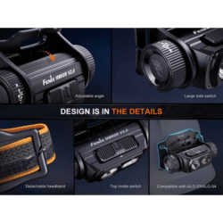 fenix hm60r v2.0 rechargeable headlamp 1600 lumen black