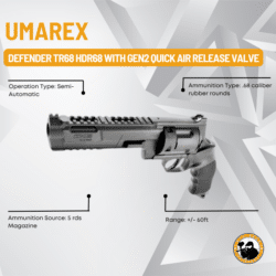 defender package tr68 hdr68 16 joules 360fps+ revolver reinforced valve with gen2 quick air release valve (.68 cal)