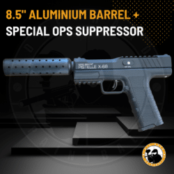 pistelle x-68 8.5" alu barrel and special ops suppressor (max power 50+ joules)