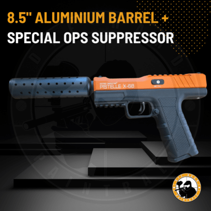 pistelle x-68 8.5" alu barrel and special ops suppressor (max power 50+ joules)