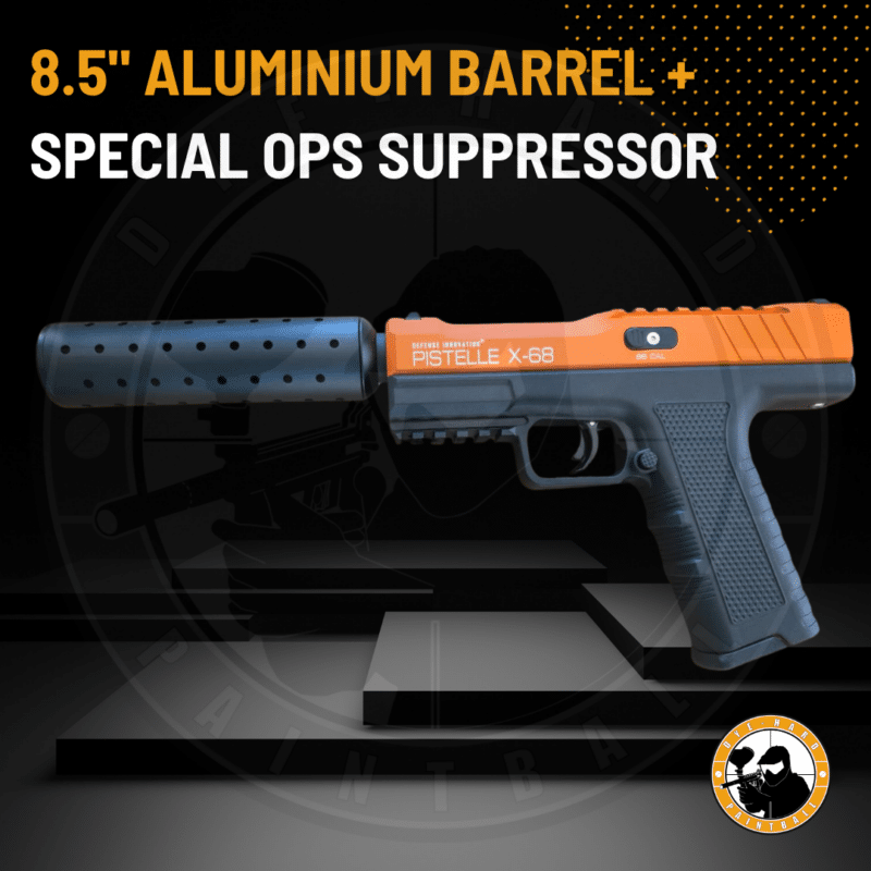pistelle x-68 8.5" alu barrel and special ops suppressor (max power 50+ joules)