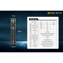 speras est uv dual-source tactical flashlight – 2300 lumens – 365nm uv