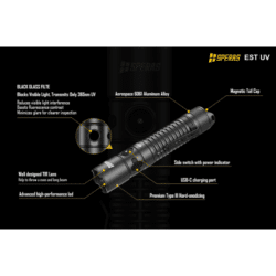 speras est uv dual-source tactical flashlight – 2300 lumens – 365nm uv