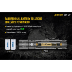 speras est uv dual-source tactical flashlight – 2300 lumens – 365nm uv