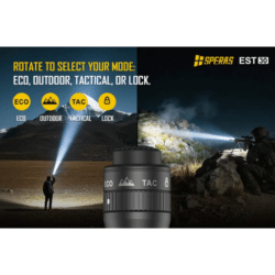 speras est30 tactical flashlight – 2600 lumens – 518m