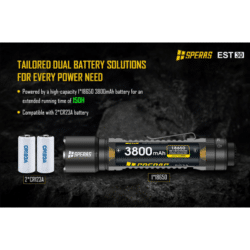 speras est30 tactical flashlight – 2600 lumens – 518m