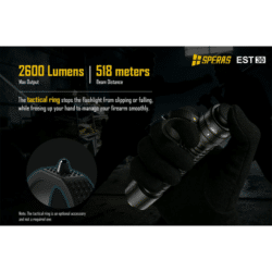speras est30 tactical flashlight – 2600 lumens – 518m
