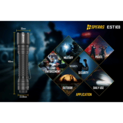 speras est30 tactical flashlight – 2600 lumens – 518m