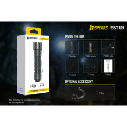 speras est30 tactical flashlight – 2600 lumens – 518m