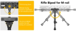 m-lok split bipod adjustable tactical stand bipod v9 light for hunting shooting