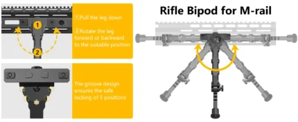 m-lok split bipod adjustable tactical stand bipod v9 light for hunting shooting